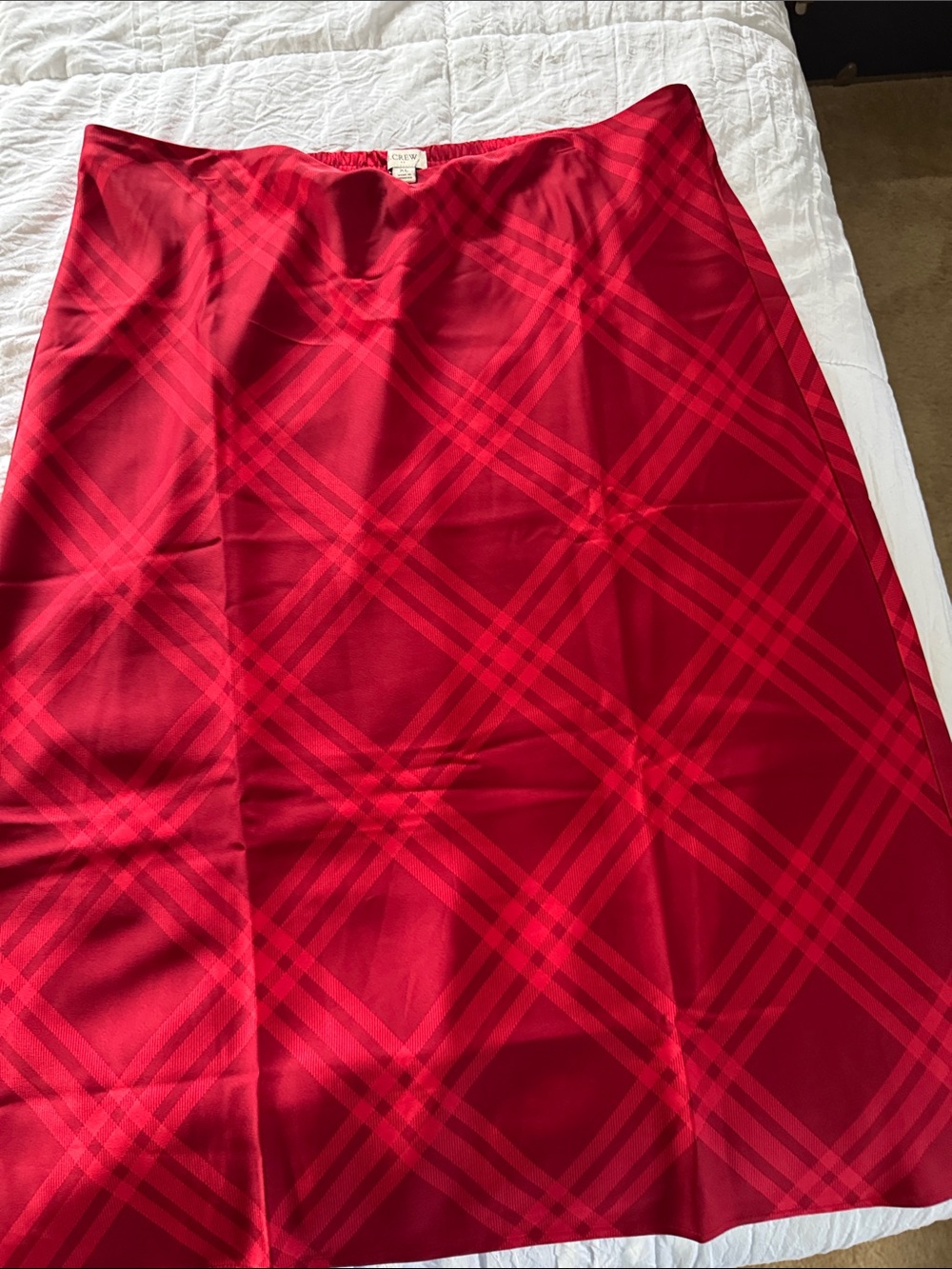 J. Crew Red Plaid A-Line Skirt